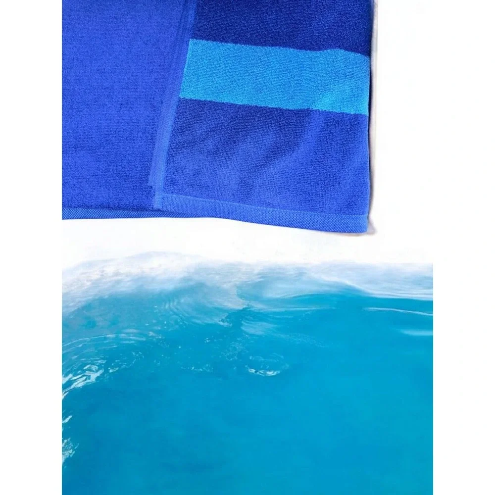 Lacoste Bath Towels Luxury Blue Cotton with‎ Crocodile Logo 30 x 52 NWT